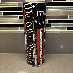 We The People 1776 Skull American Flag 20 oz Skinny Tumbler /Lid NEW in Box